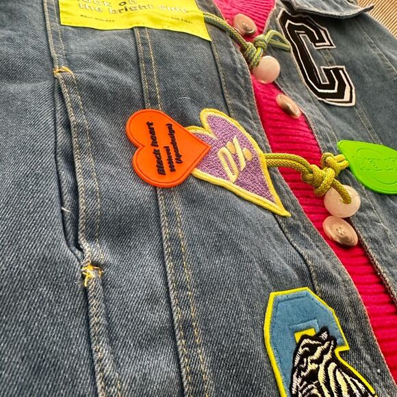 Denim Stitching Cardigan Sweater Loose
Knitted For Women halloween - Picture 6 of 14